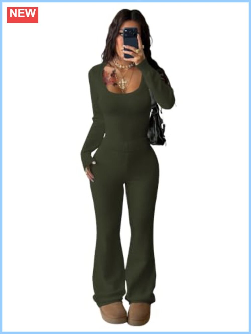 Women's Knit Sweater Two Piece Set Long Sleeve Scoop Neck Wide Leg Pants Lounge